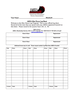 AMHA Mini Hours Log Program Application