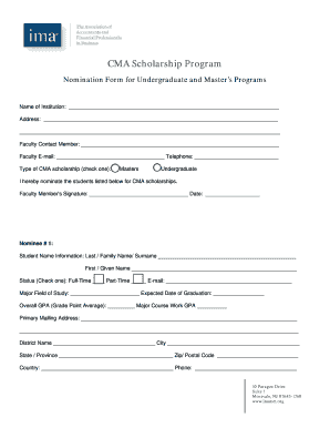CMA Scholarship Nomination Form