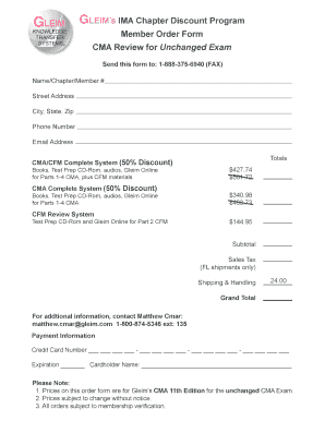 Gleim CMA Review Order Form