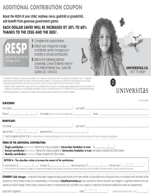 Additional RESP Contribution Coupon