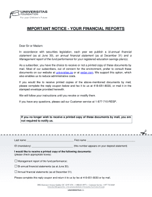 Financial Report Subscription Form