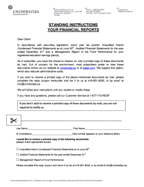 Financial Report Delivery Preference Form