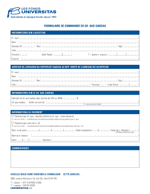 Formulaire de commande de chèque-cadeau