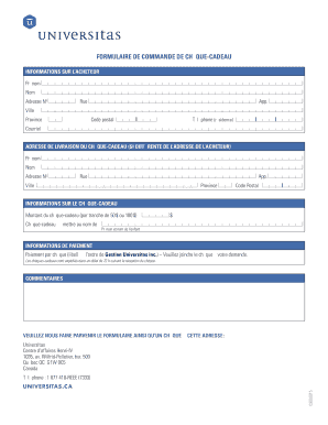 Formulaire de commande de chquecadeau