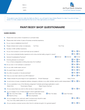 Paint/Body Shop Questionnaire