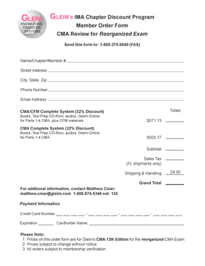 Gleim CMA Review Order Form