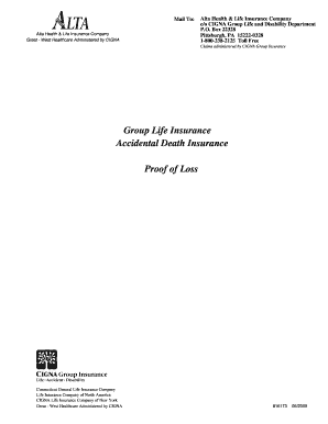 CIGNA Life Insurance Proof of Loss Form