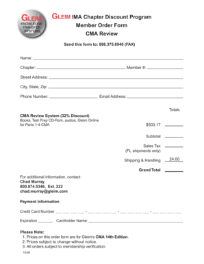 Gleim CMA Review Order Form