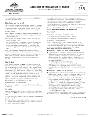 Australia Tourist Visa Application Form 48R