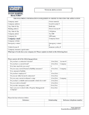 Vendor Application Form