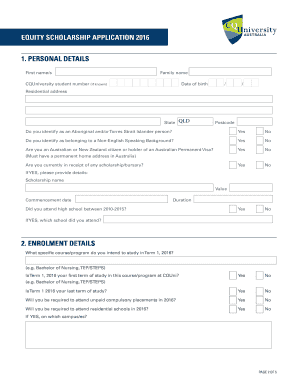 Equity Scholarship Application Form