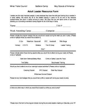 Adult Leader Resource Form