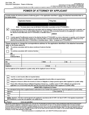 US Patent Power of Attorney Form