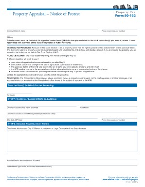 Texas Property Tax Appraisal Notice of Protest