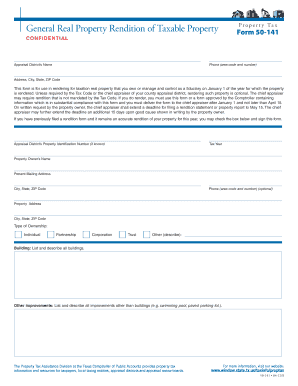 Texas General Real Property Rendition Form 50-141