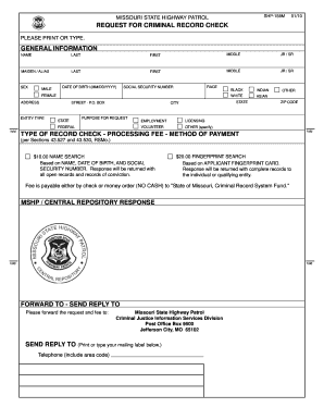 Missouri Criminal Record Check Request
