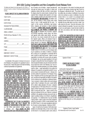USA Cycling Event Release Form