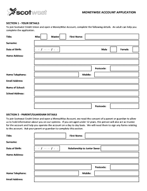 MoneyWise Account Application