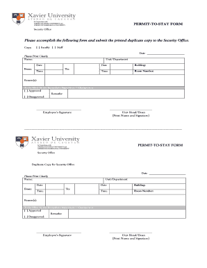 Permit to Stay Form