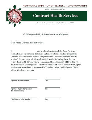 CHS Program Policy Acknowledgment