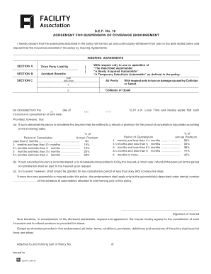 Automobile Suspension of Coverage Endorsement