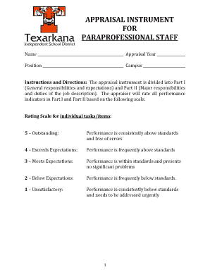 Paraprofessional Staff Appraisal Form