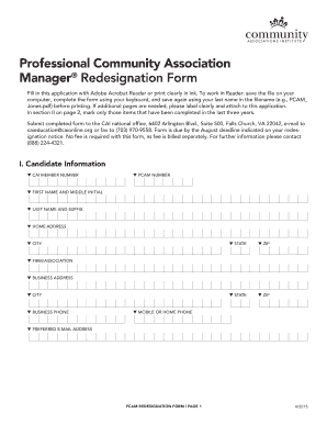 Professional Community Association Manager Redesignation Form