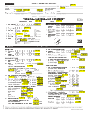 Varicella Surveillance Worksheet