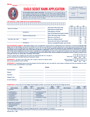 Eagle Scout Rank Application