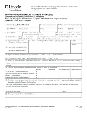 Group Short-Term Disability Statement of Employee