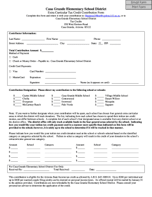 Arizona Extra Curricular Tax Credit Contribution Form