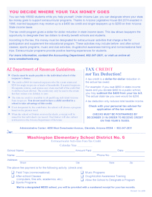 Arizona Extracurricular Activities Fees Tax Credit Form
