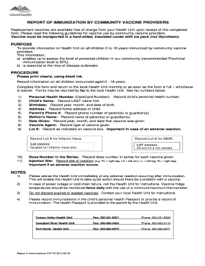 Report of Immunization by Community Vaccine Providers
