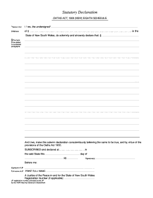 Statutory Declaration Form NSW
