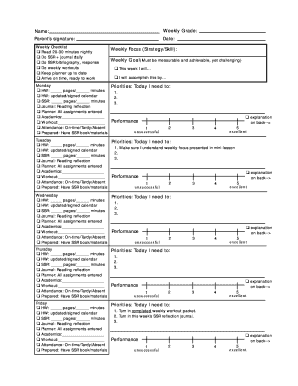 Weekly Student Progress Checklist