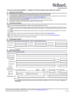 Hollard Linked Endowment Change of Details Form