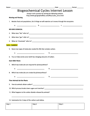Fillable Online Monon Mccsc Biogeochemical Cycles Internet Lesson Mononmccscedu Monon Mccsc Fax Email Print Pdffiller