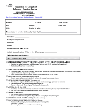 Pulmonary Function Testing Requisition Form