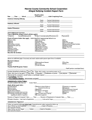 Alleged Bullying Incident Report Form
