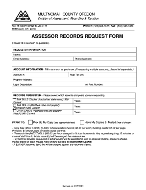 Multnomah County Assessor Records Request Form