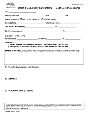 North Island Home & Community Care Referral Form
