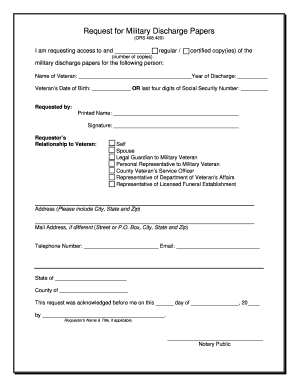 Request for Military Discharge Papers