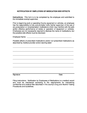 Notification by Employees of Medication Side Effects