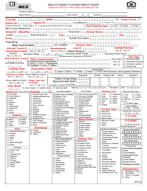 Multi-Family Listing Input Sheet