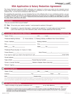 HSA Application & Salary Reduction Agreement