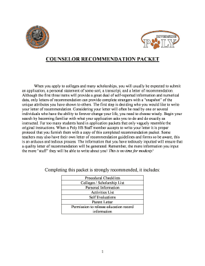 Counselor Recommendation Packet