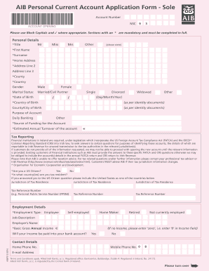 AIB Personal Current Account Application Form