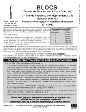 Formulario de Ayuda Financiera Estudiantil BLOCS