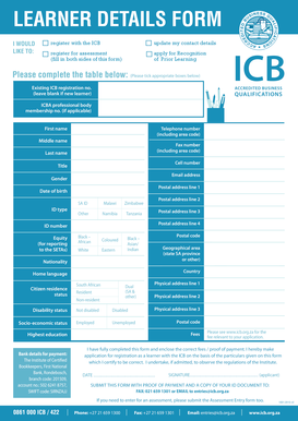 ICB Learner Details Form