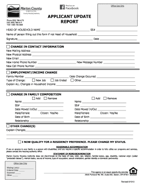 Housing Authority Applicant Update Form